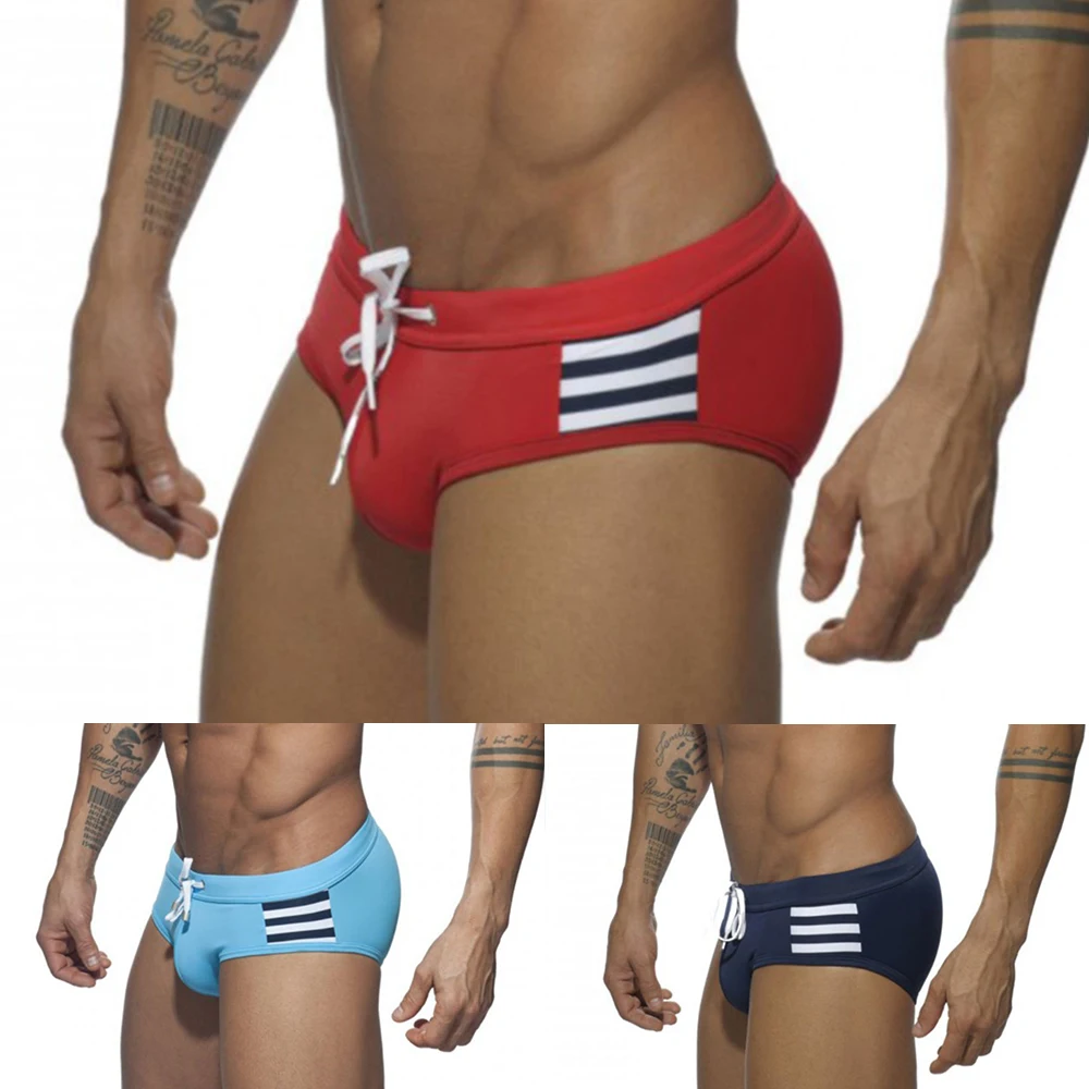 

Men's Sexy Simple Side Stripes Fashion Triangle Swimwear With Pad Beach Bikini Boxer Surfing Swim Wear Outdoors Swimming Trunks