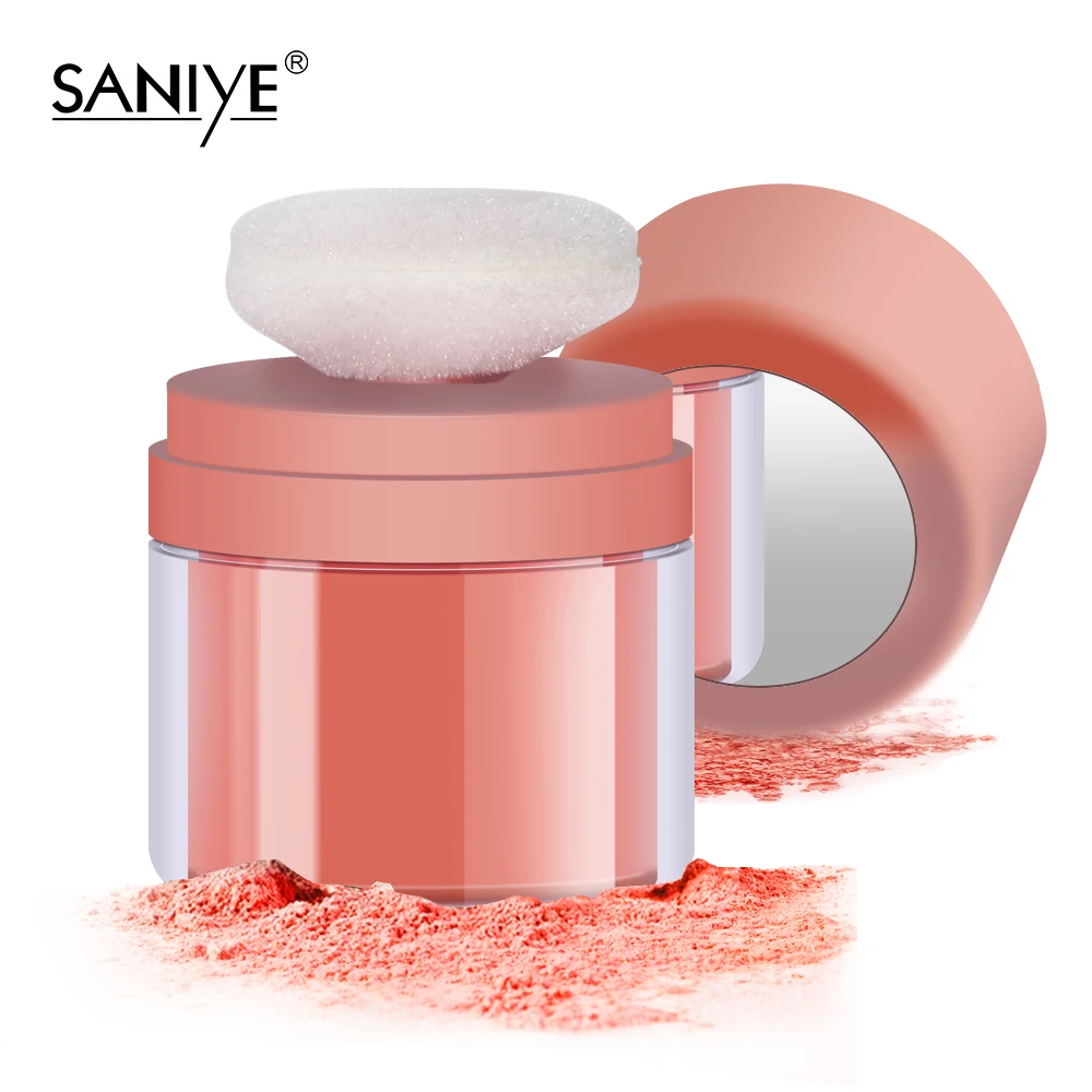 4 цвета румяна для макияжа SANIYE матовые с молочным жемчугом и губкой лица зеркалом
