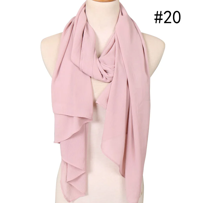 20 25 Colors Women Soft Long Scarf Muslim Hijab Shawl Wrap Chiffon Islamic Turban Headscarf Bandanas Ramadan Large Scarves 180*75cm - Цвет: 20