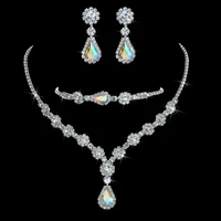3pcs brilliant cubic zircon necklace set for women rhinestone earring bracelet set bridal jewelry sets wedding party accessories