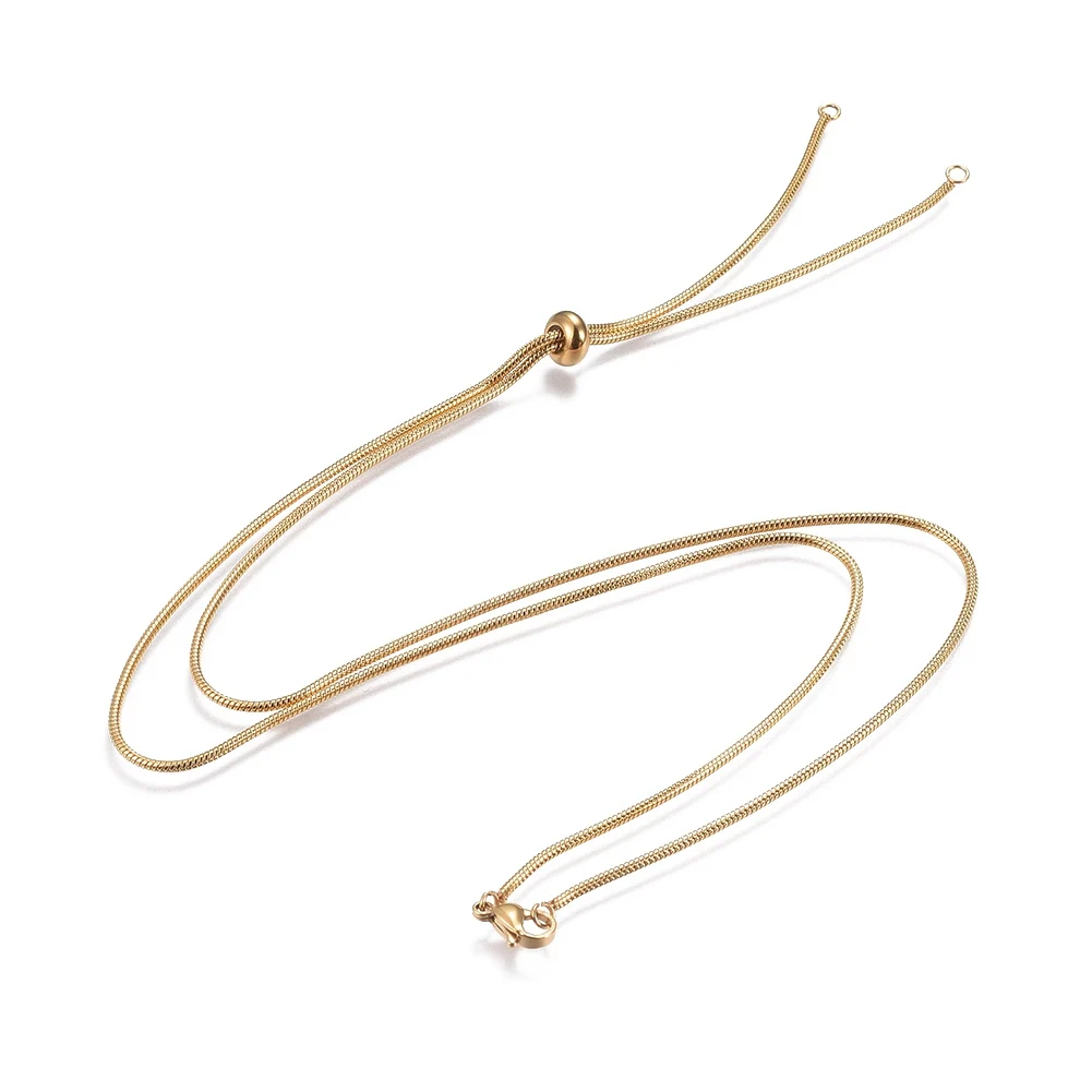 

10Pcs Adjustable 304 Stainless Steel Slider Necklaces with Snake Chains and Slider Stopper Beads for DIY Necklace Jewelry Making