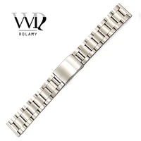 rolamy watch band 17 18 19 20mm 316l stainless steel silver brushed strap oyster bracelet straight end for rolex