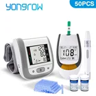 Глюкометр Yongrow, 50 шт., тест-полоски и ланцеты, медицинский цифровой автоматический Монитор артериального давления на запястье, забота о здоровье