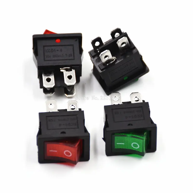 5 шт. KCD1 ВКЛ-ВЫКЛ 4 Pin лодка автомобиля кулисный переключатель 15*21*21*15 мм 6A/250V 10A/125V AC