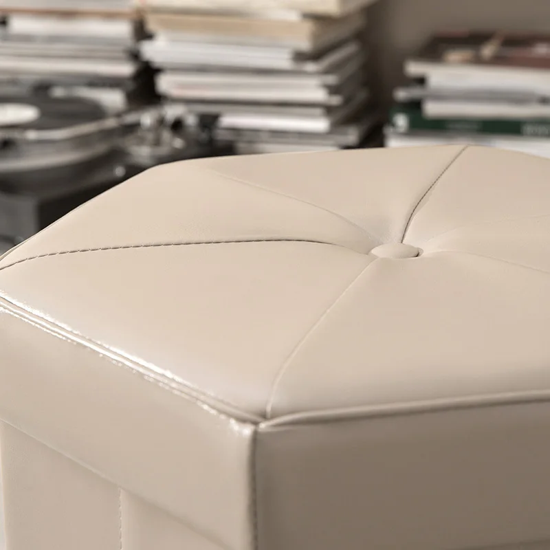 

Household can sit storage box change shoes low stool hexagonal PU foldable