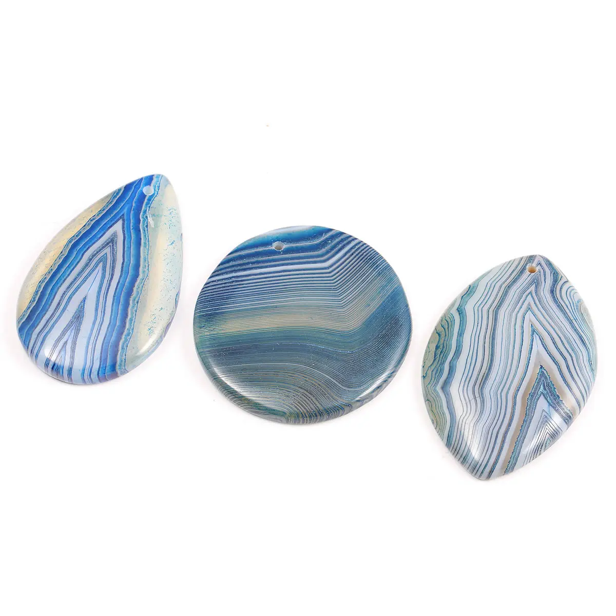 

5pcs / Lot Blue Striped Agates Pendant Reiki Healing Natural Stone Meditation Amulet DIY Jewelry Natural Stone Charms