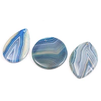 5pcs lot blue striped agates pendant reiki healing natural stone meditation amulet diy jewelry natural stone charms