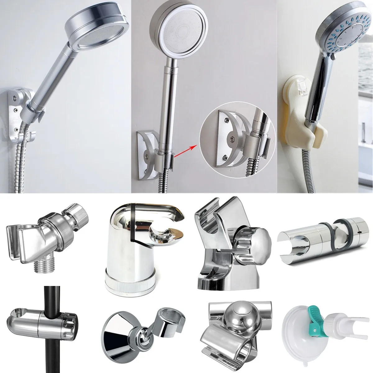 

19-25mm ABS Replacement Sturdy Bathroom Shower Rail Head Slider Holder Adjustable Bracket Made In Sturdy Shower Head Slider