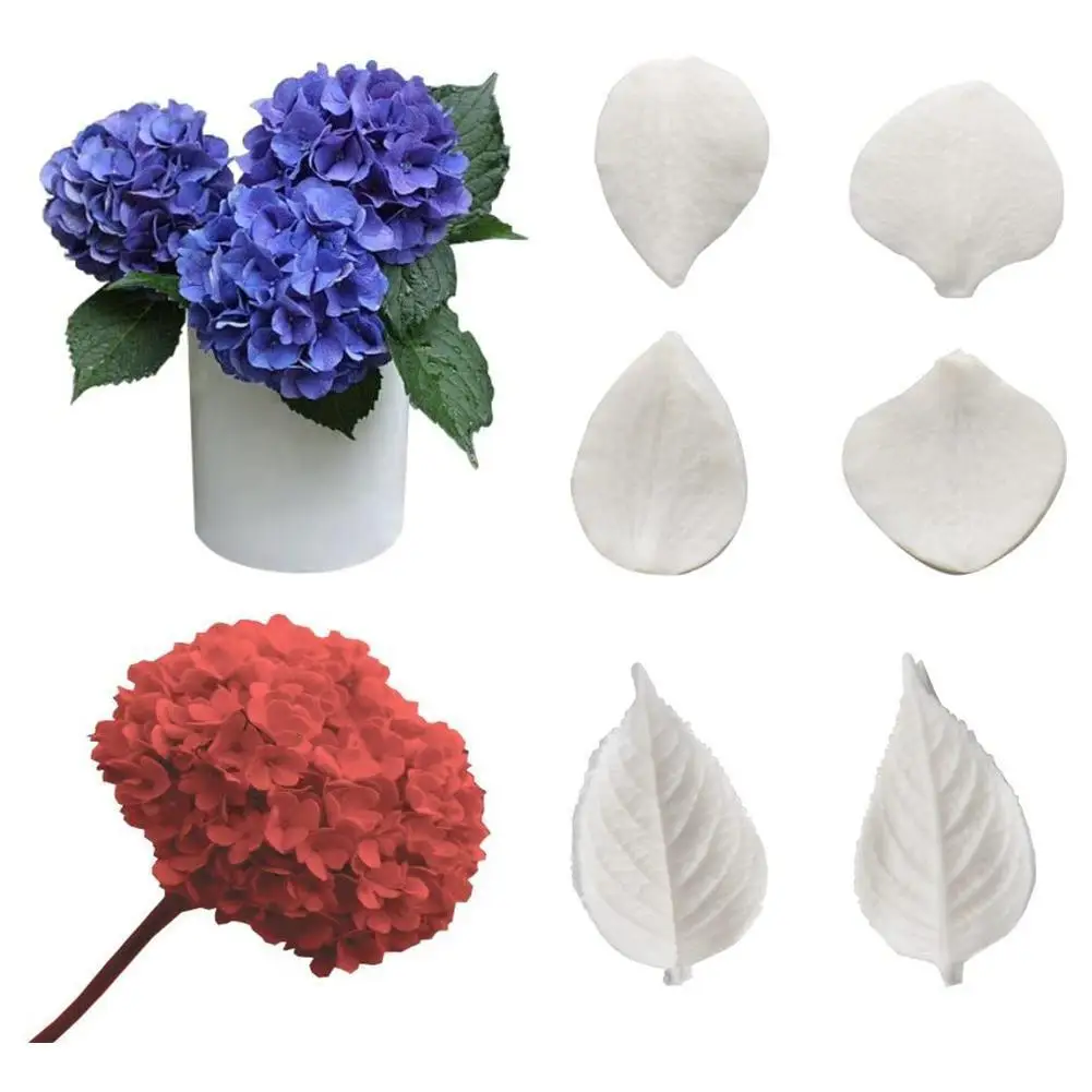 

Hydrangea Flower Veiner Silicone Molds Steel Cutter Mold Petal Fondant Cake Decorating Tool DIY Handmade Cake Mold