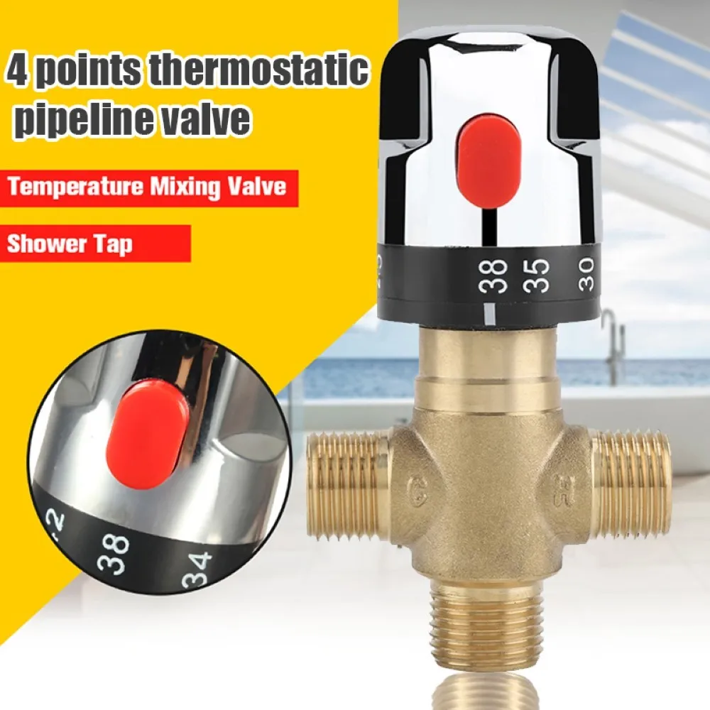 

Brass Thermostatic Mixing Valve Constant Water Temperature Control Shower Faucet Valve Thermostatic Bathroom Kitchen Tap Valve