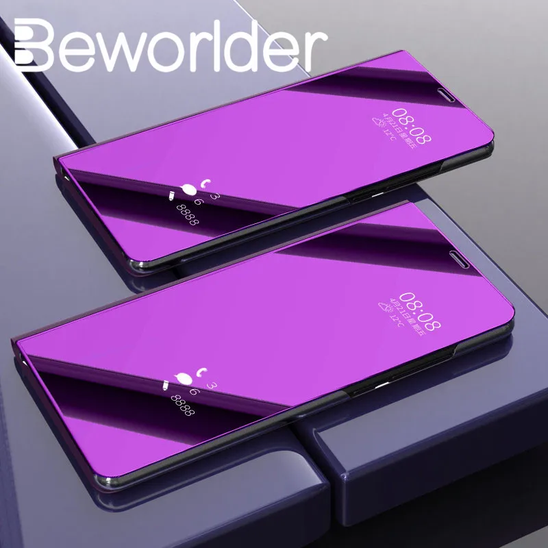 Mirror Case For Xiaomi Mi 8 SE Lite Mi8 Flip Cover Leather + Plastic Stand PC Cases Mi9 Protector | Мобильные телефоны и