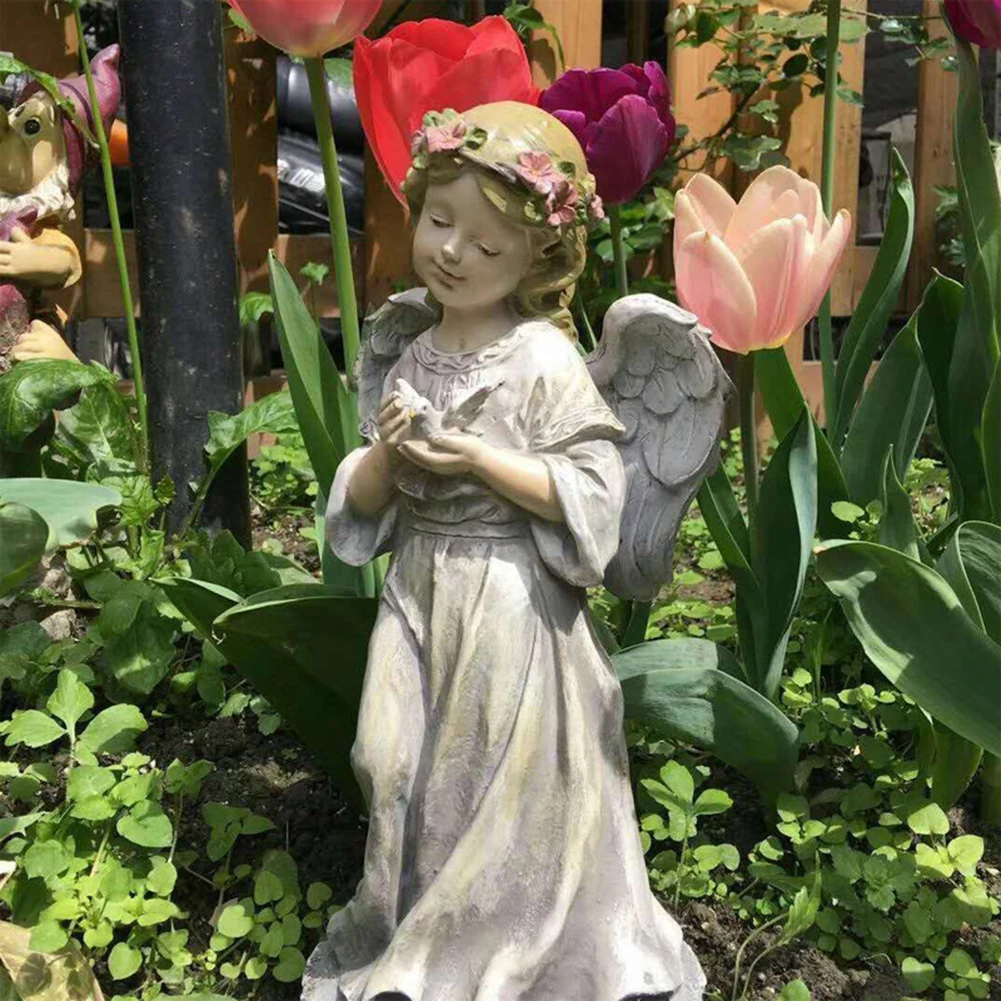 

Angel Statue Garden Decor Ornaments Lovely Decoration Resin Garden Flower Fairy Sculpture Collecting Ornament Yard