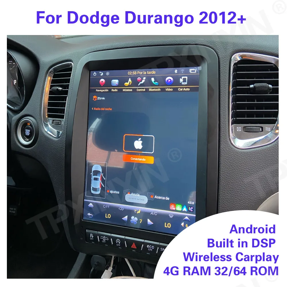 Вертикальный экран Tesla style Android 9 для Dodge Durango 2012 + Автомобильное мультимедийное