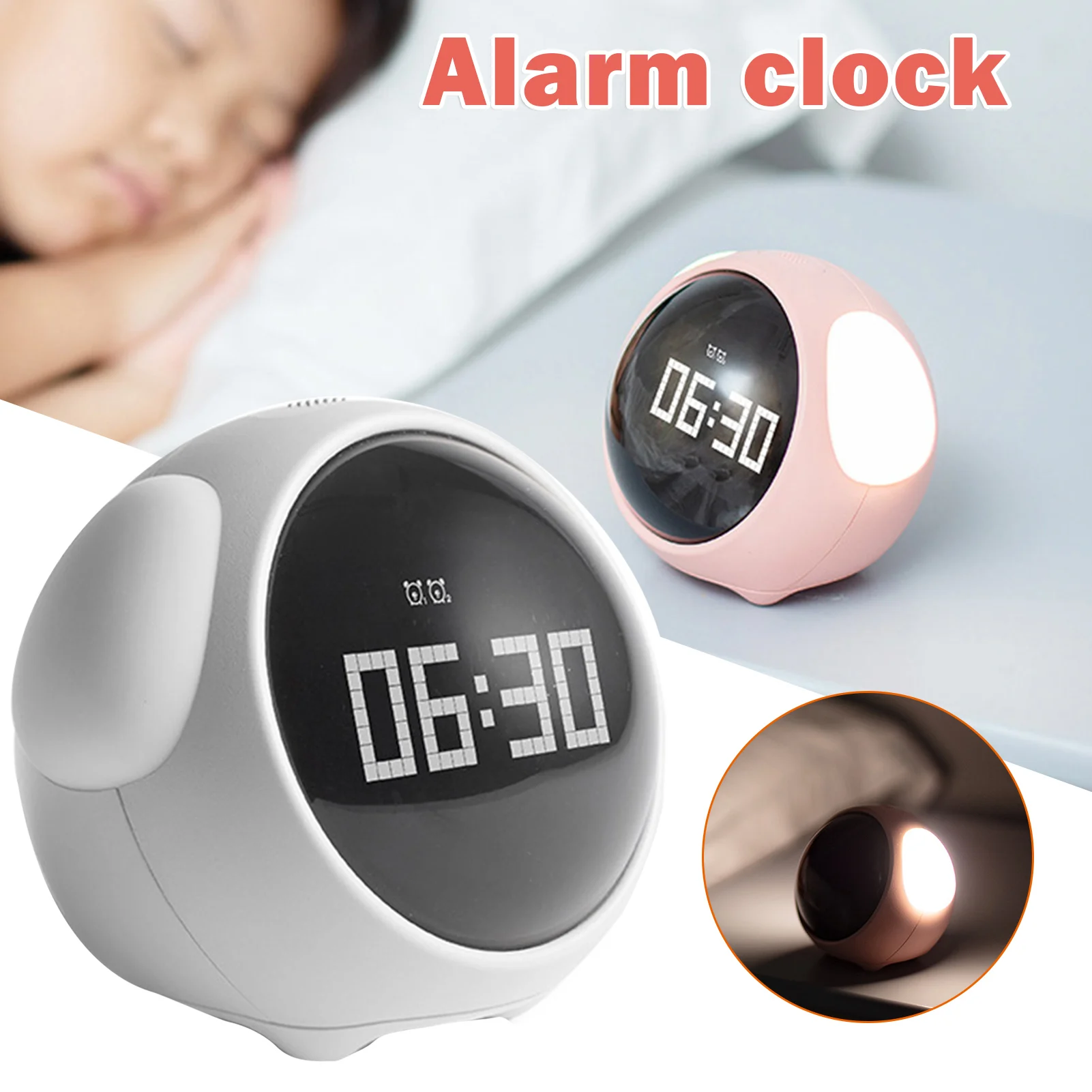 

Kids Digital Alarm Clock for Bedroom Dual Alarm Setting Adjustable Brightness Night Light Voice-control Snooze Clock JS23