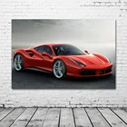 Обои Ferraris 488 GTB с красным автомобилем, спортивным автомобилем, домашний декор, настенные художественные плакаты, картины на холсте, ткань, печать, украшение комнаты