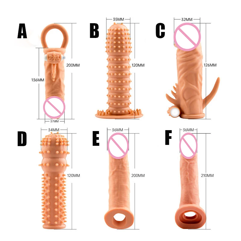 Реалистичные презервативы для увеличения пениса 6 видов многоразовые