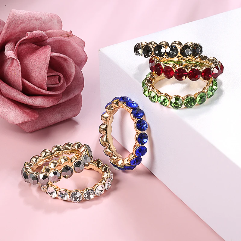 Женское кольцо с разноцветными кристаллами в богемном стиле|engagement rings for women|crystal