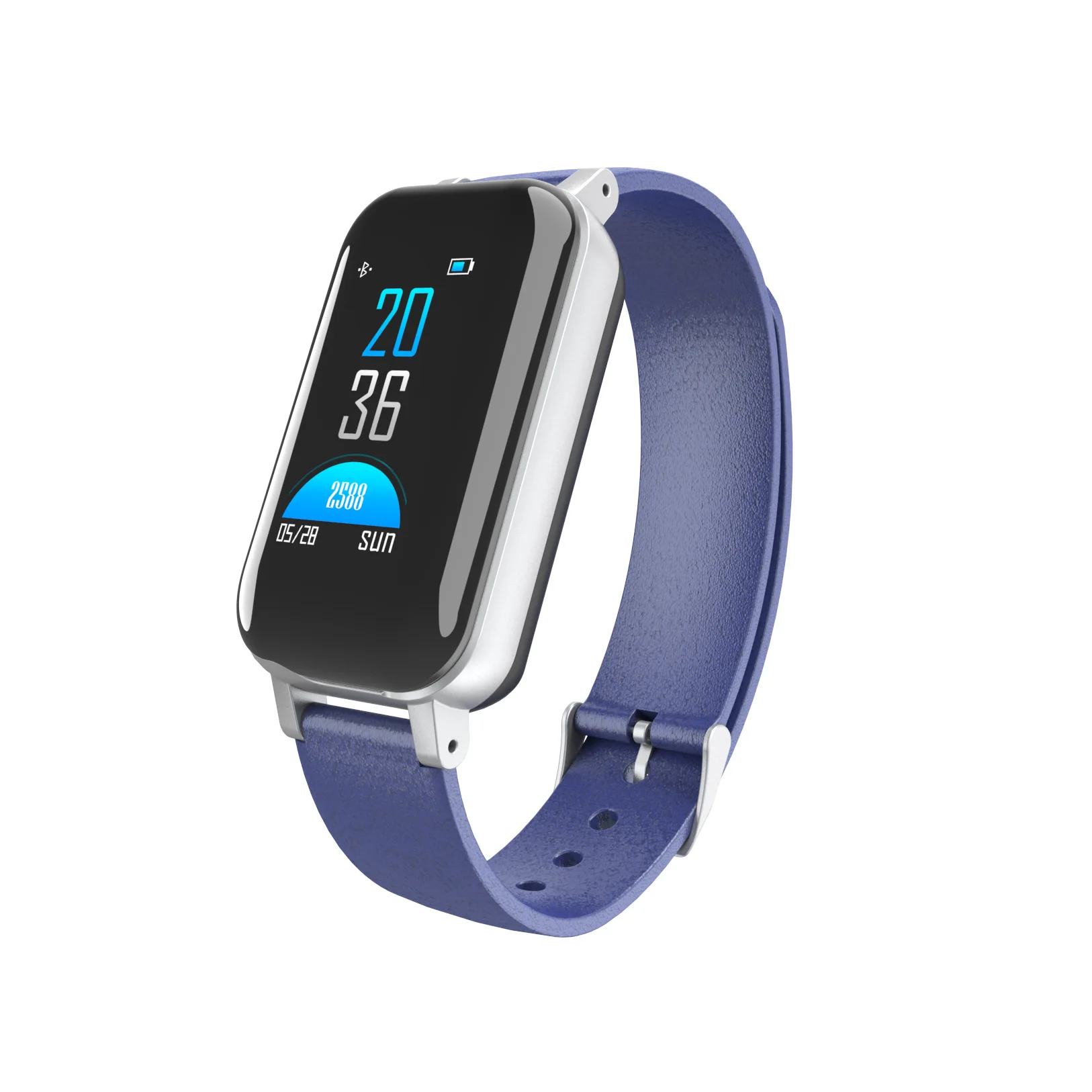 Blue Смарт-часы с шагомером и монитором сердечного ритма, 2 в 1, Bluetooth, наушники, Спортивные Беспроводные наушники, умный Браслет, мужские часы - Цвет: Blue