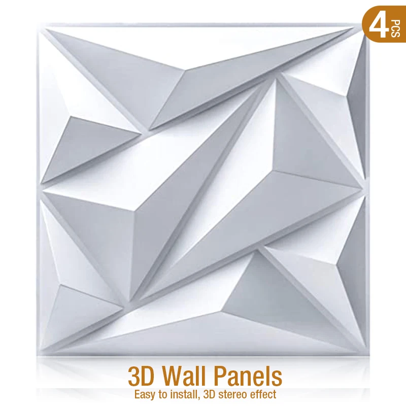 

4pcs 50x50cm Rhombus Diamond 3D Wall Panel Stone Pattern Wall Tile 3D Wall Stickers Living Room Wallpaper Waterproof Bathroom