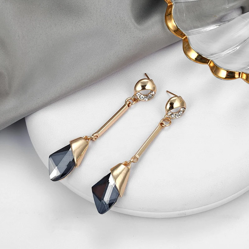 Картер Лиза металла нерегулярные Серьги Зеленый Кристалл Алмаз серьги Мода