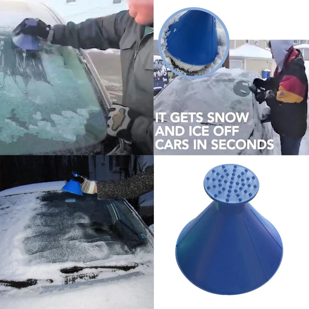 

Ice Scraper Snow Shovel Tool Blue Scrape A Round Magic Cone-Shaped Windshield Herramientas De Mano нсѬђмен ля аин