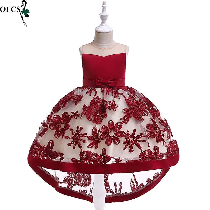 

Christmas Girl Embroidered Flowers Dress Formal Child Birthday Party Dresses Girl Princess Dress Costumes During Kids Clothing