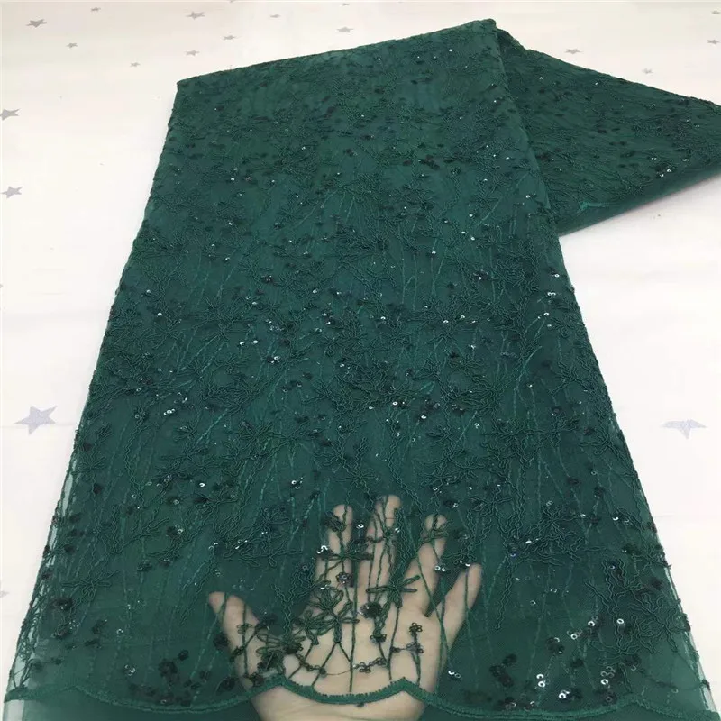 

Африканская кружевная ткань 2021, зеленые высококачественные кружевные блестки, французское Сетчатое кружево, тюль, сетчатые ткани, чистый б...