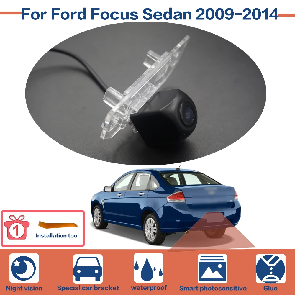 

Камера заднего вида для Ford Focus Sedan 2009-2014, Высококачественная HD камера номерного знака | CCD с RCA