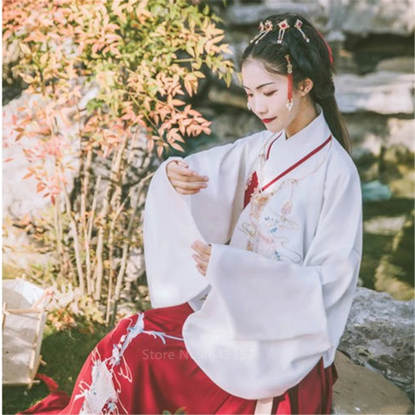 Новогодний Традиционный китайский фестивальный наряд, женская одежда Hanfu, Женский костюм для выступлений, старинный костюм, народный танец, сказочное платье