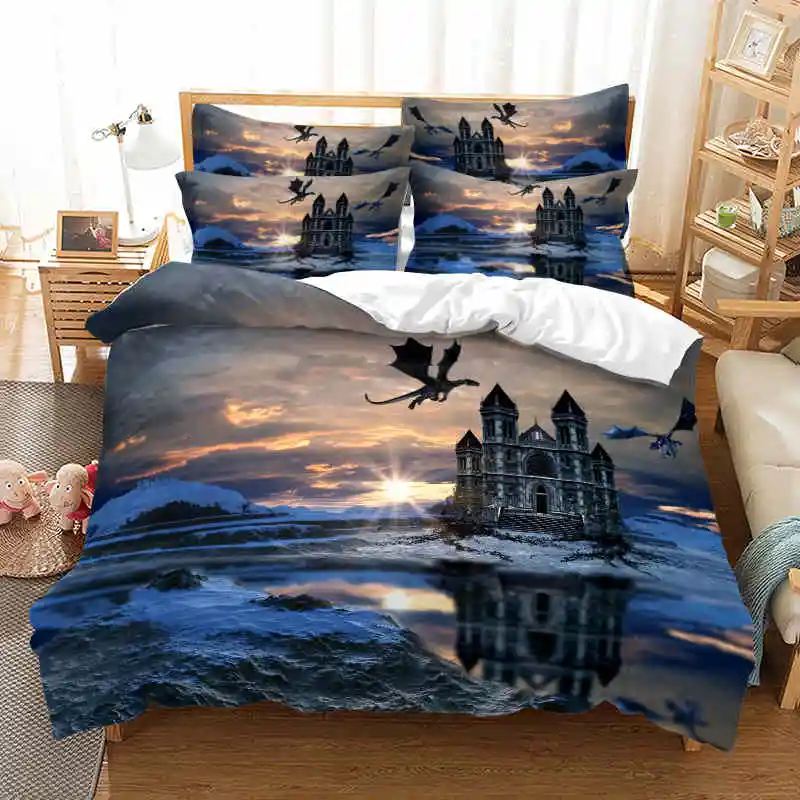 

Fashion 3D Scenery Printed Landscape Bedding Sets Home Decoration Duvet Cover Pillowcase Home Textiles 2/3 pcs
