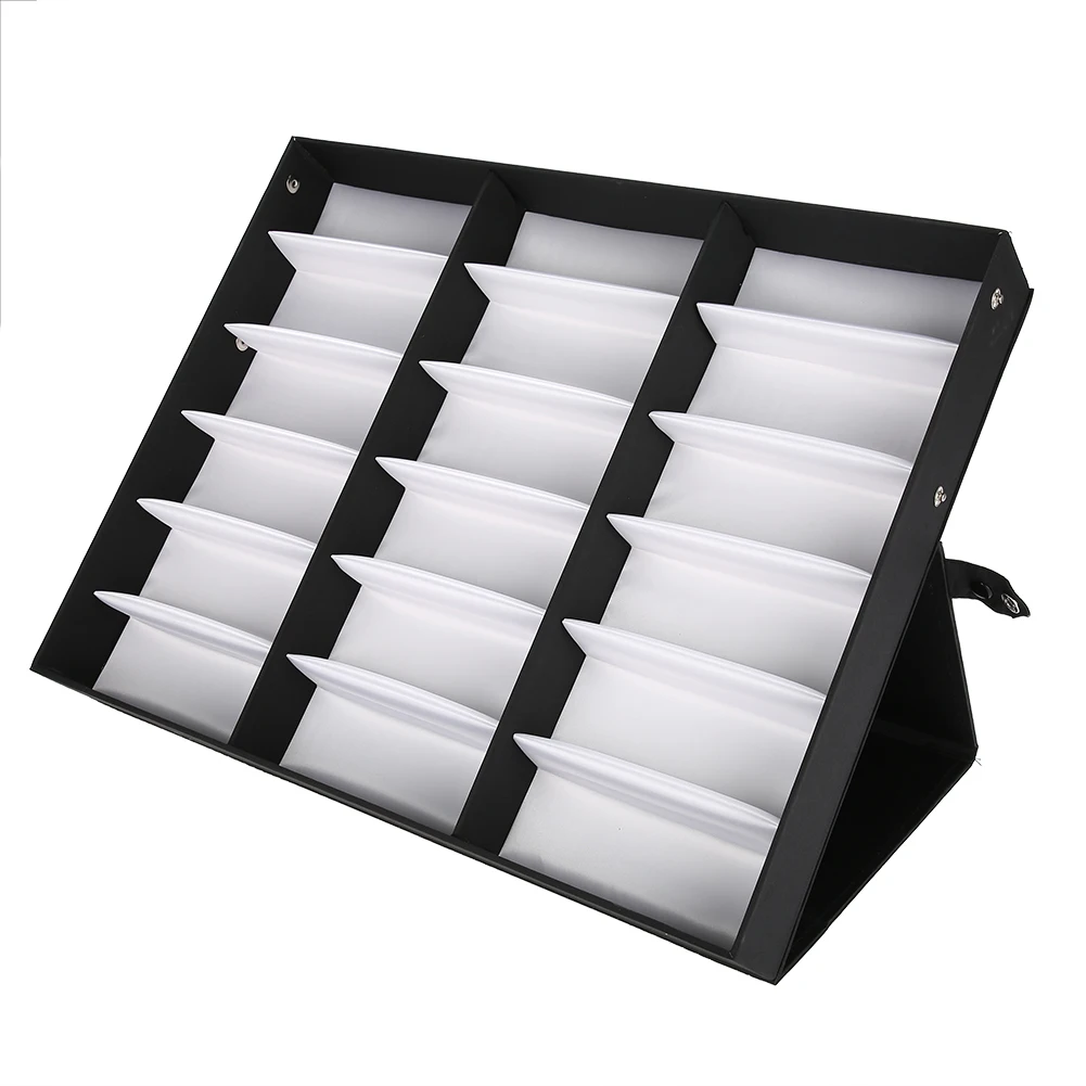 Koop Mode Duurzaam 18 Grids Glazen Display Case Zonnebril Opbergdoos Organizer Glazen Sieraden Display Box Eyewear Accessoires