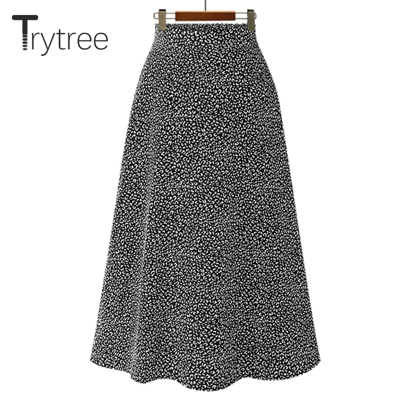 Осень зима 2020 женская повседневная юбка Trytree Однотонная 3 цветов с принтом на
