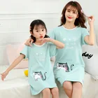 Девочки ночные рубашки детские рубашки Пижама для младенцев Лето Sleeing платье для домашняя одежда для девочек, мамы и детей; Детское Белье для сна; Милые пижамы