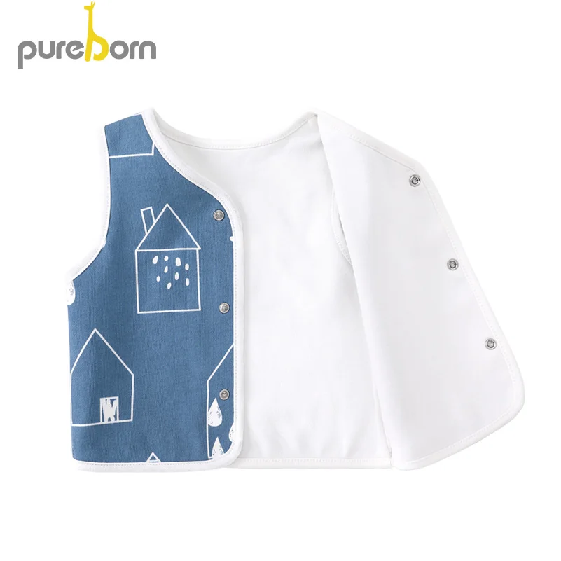 Pureborn/весенне осенний жилет для малышей Хлопковый Легкий девочек и мальчиков