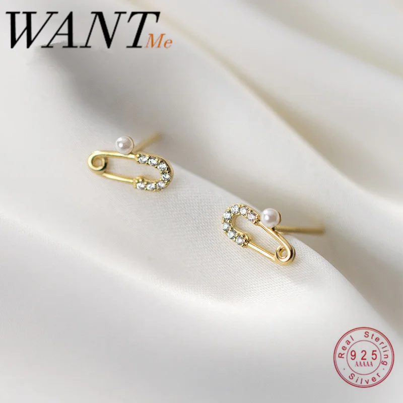 Женские серьги гвоздики WANTME Chic маленькие из циркония с клипсой настоящего
