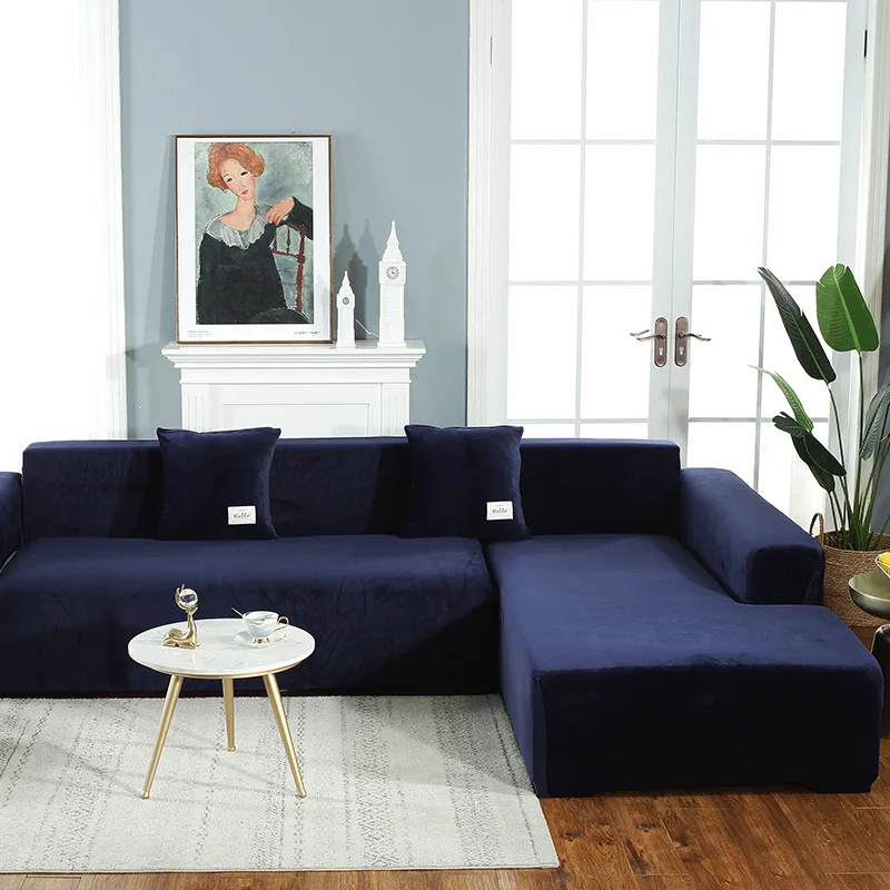 

2020 New Velvet Sofa Covers For Living Room Elastic Corner Sofa Cover L Shape Stretch Slipcover Couch Covers For Sofas