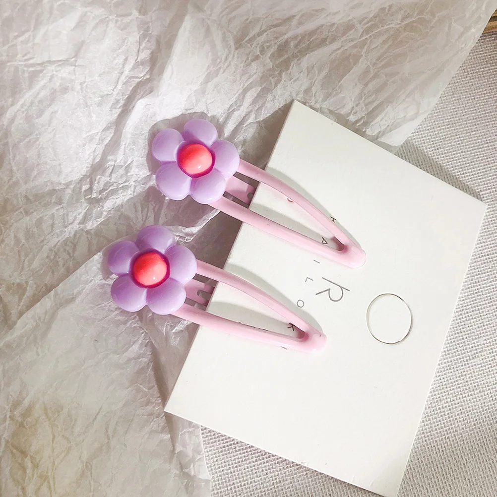 5 Pairs Snap Hair Clip Colored Cute Flower Alloy Hairpins Bobby Pin Barrettes Jewelry Girl Child For Girls | Детская одежда и