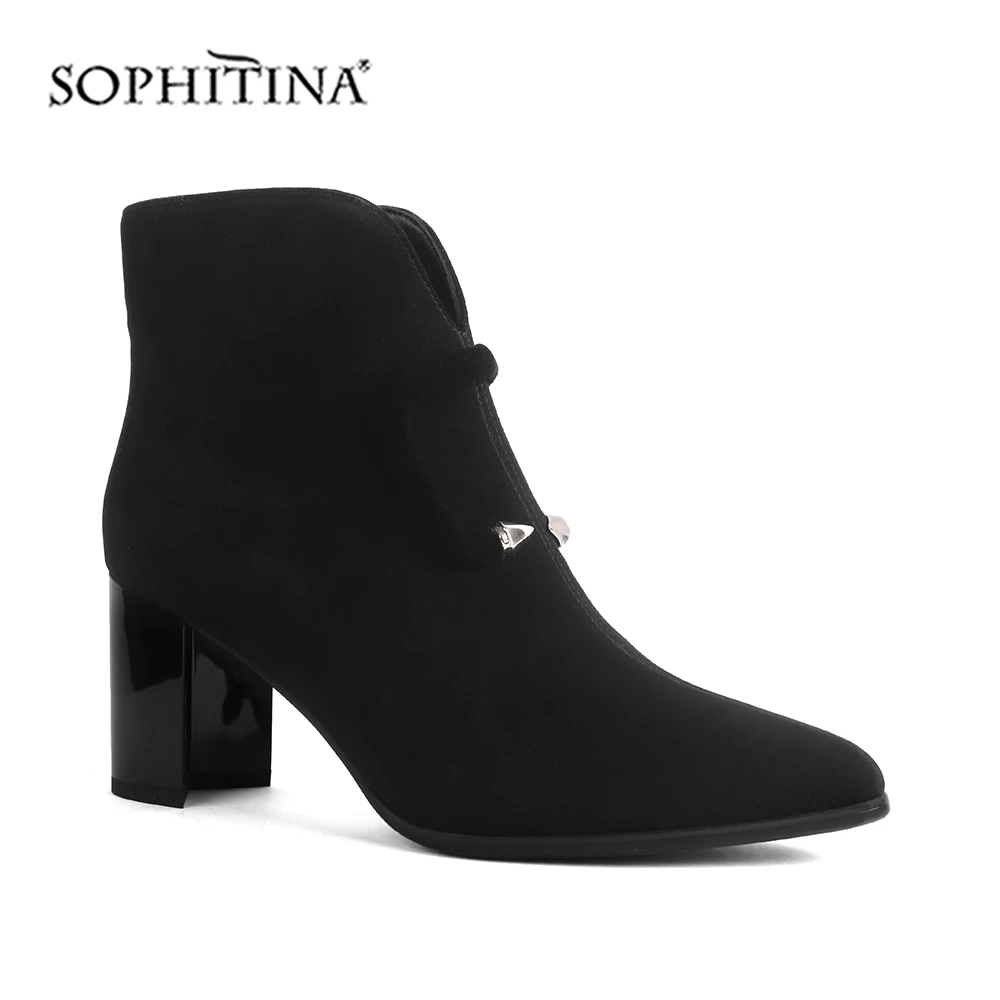 SOPHITINA/женские ботинки на квадратном каблуке Высококачественная детская замшевая
