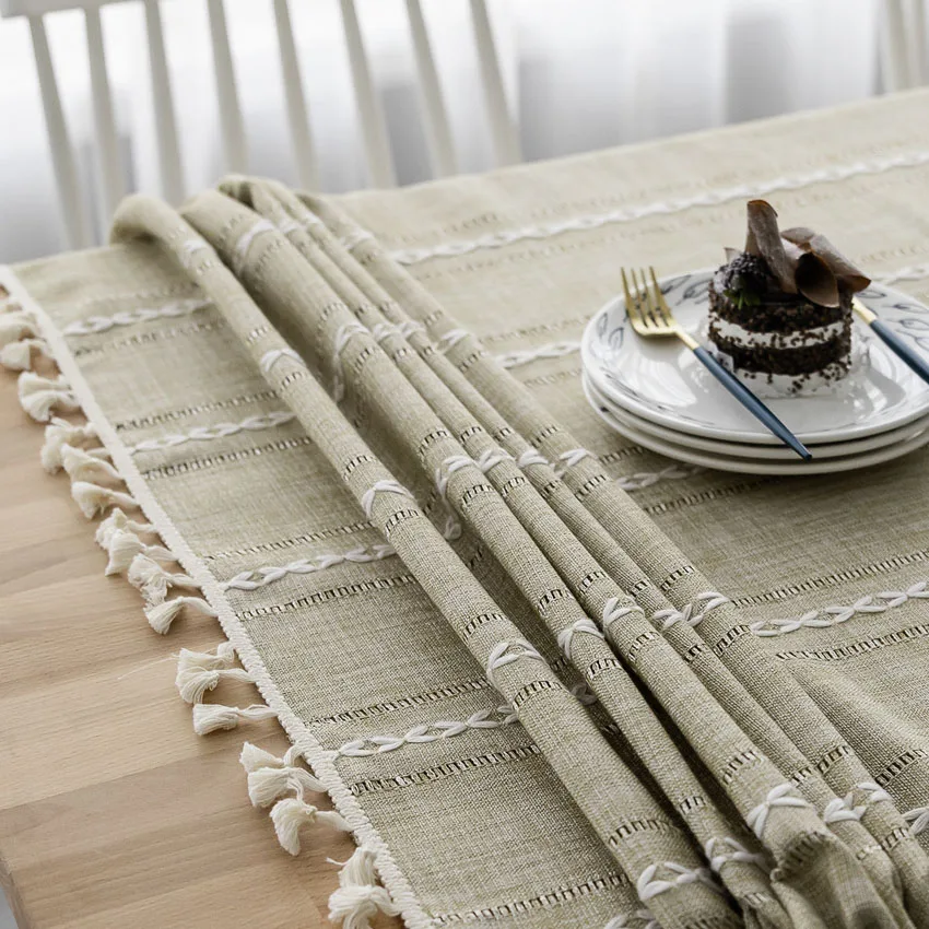 Cotton Geometric Stripe Tablecloths Modern Table Cover Home Decor Coffee Background Cloth Furniture Dustproof | Дом и сад