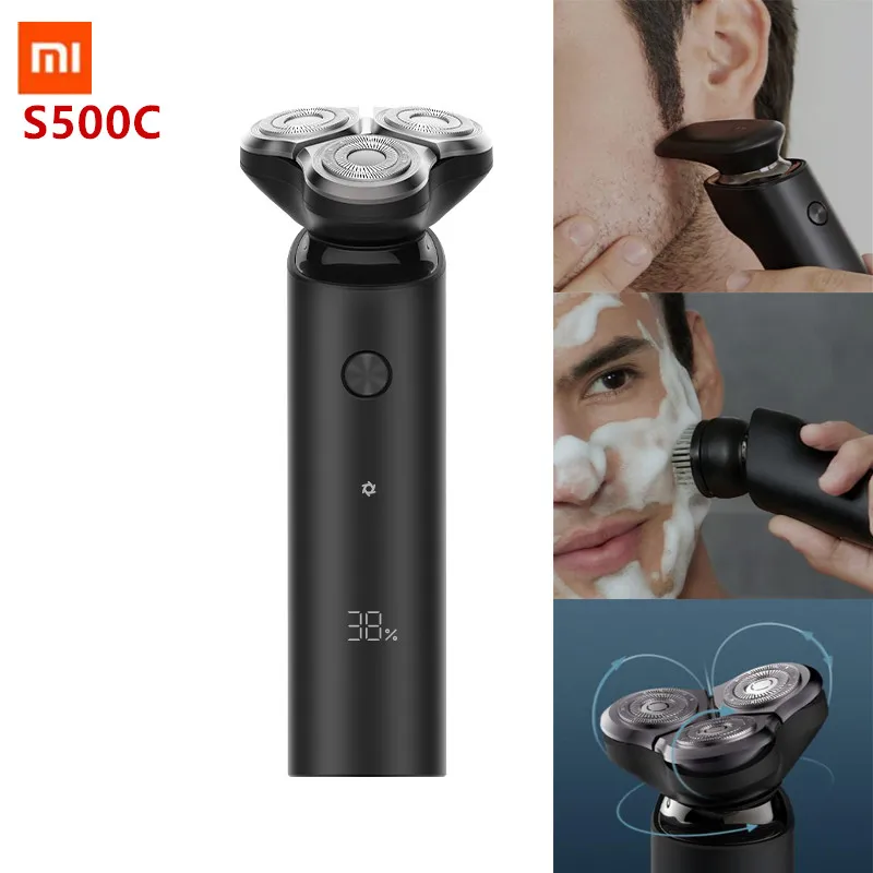 

Электробритва Xiaomi Mijia S500C/S500 для мужчин, перезаряжаемый триммер для волос и бороды, двойная моющаяся 3d-головка для сухого и влажного бритья