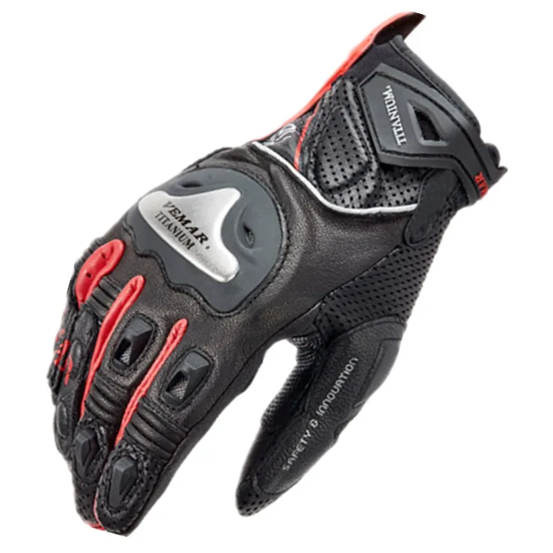 VEMAR титановые перчатки из натуральной кожи противоударные дышащие сетчатые для