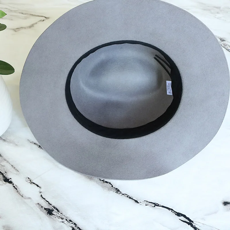 Шляпа женская с широкими полями теплая Федора из австралийской шерсти шляпа