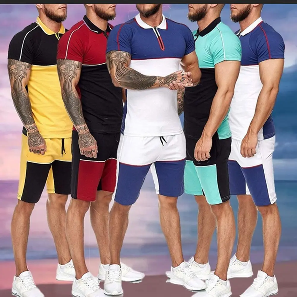 

2021 Summer Fashion Casual Brand Men's Suit track Suit Sportswear Men's Sports T-shirt + Pants 2-Piece Set