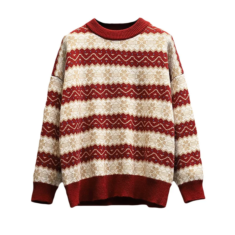 

Autumn Winter Pullover Sweater Women 2021 Spring Warm Snowflake Loose Sweater Women Jumper Long Sleeve Knitted Top Femme