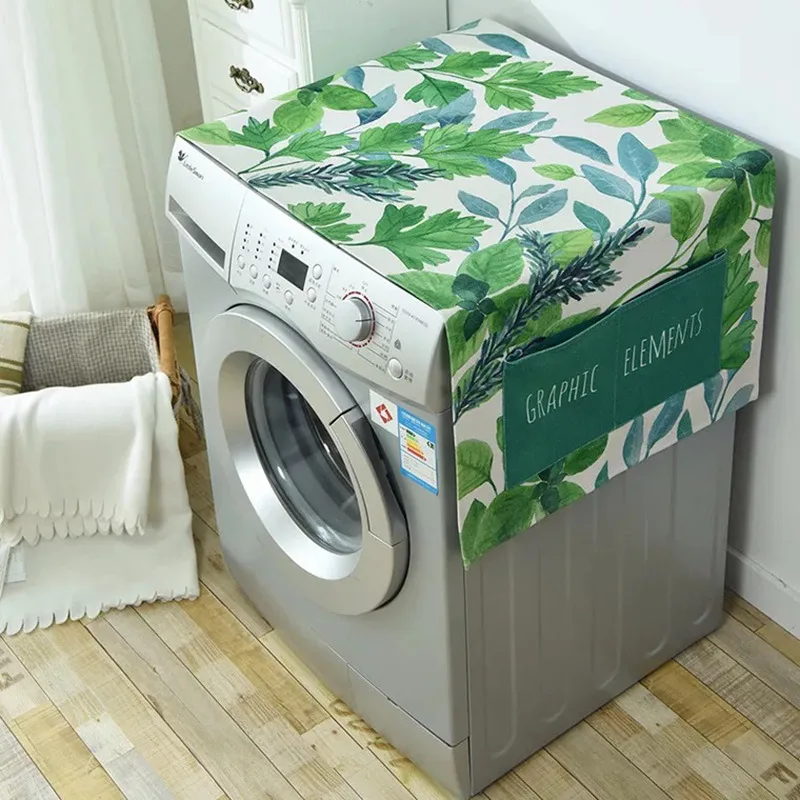 Cotton Linen Washing Machine Cover Drum Refrigerator Dust Cartoons Microwave Oven Covers Storage Box Household Goods | Дом и сад