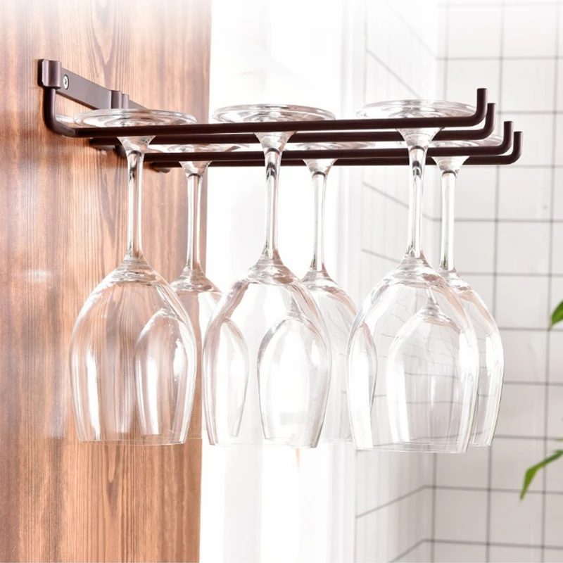 

Wine Glass Rack Wall Mounted Stemware Wine Glass Holder Glasses Storage Hanger Metal Organizer for Bar Kitchen 2 Colors N1HF