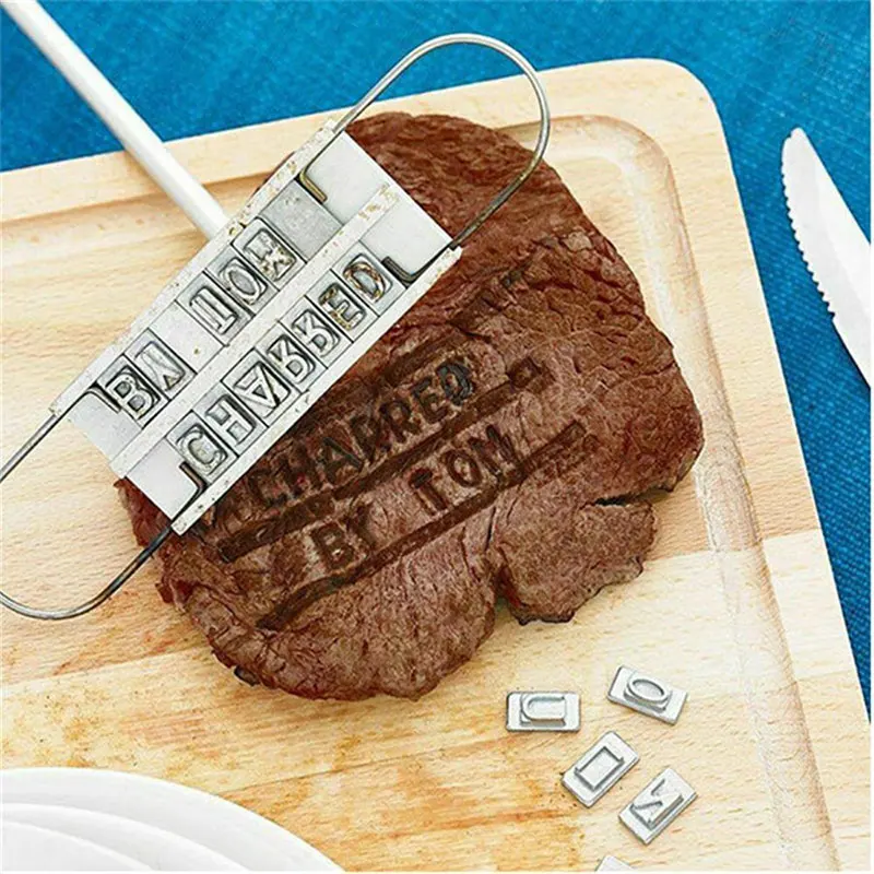 kitchendining bar printed barbecue wooden handle stamp grill meat diy steak branding iron tool bbq kitchen hot free global shipping