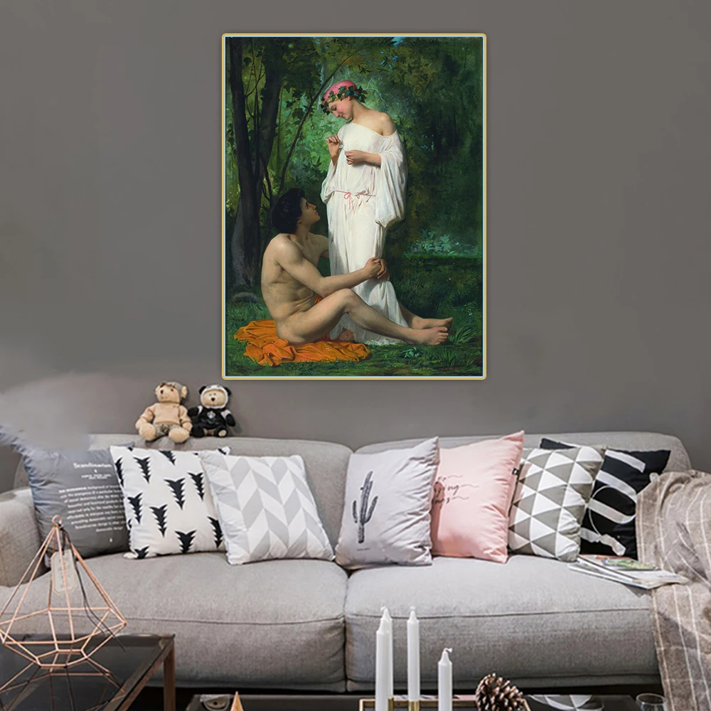 

Holover Canvas Oil Painting William Adolphe Bouguereau"Idylle"Aestheticism Artwork Wall Art Aesthetic Home Interior Decoration