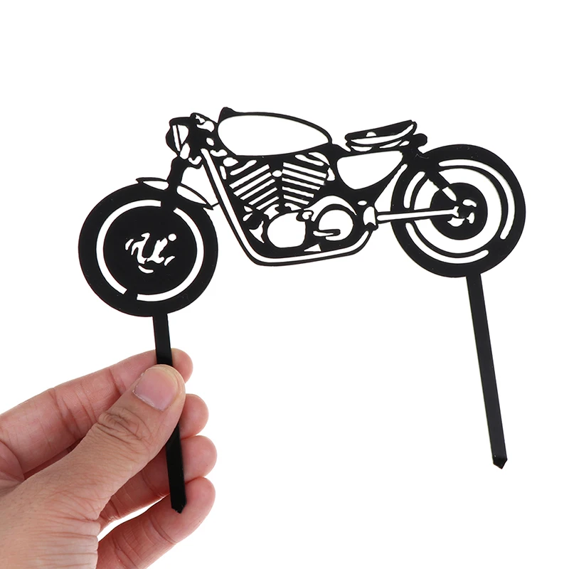 Motorcycle Happy Birthday Acrylic Cake Topper Gold Motorbike For Wedding Party Decorations Baby Shower | Дом и сад