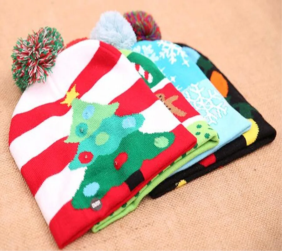 Новинка 1 шт. Рождественская шляпа светодиодные вязаные шапки подарки шапка для